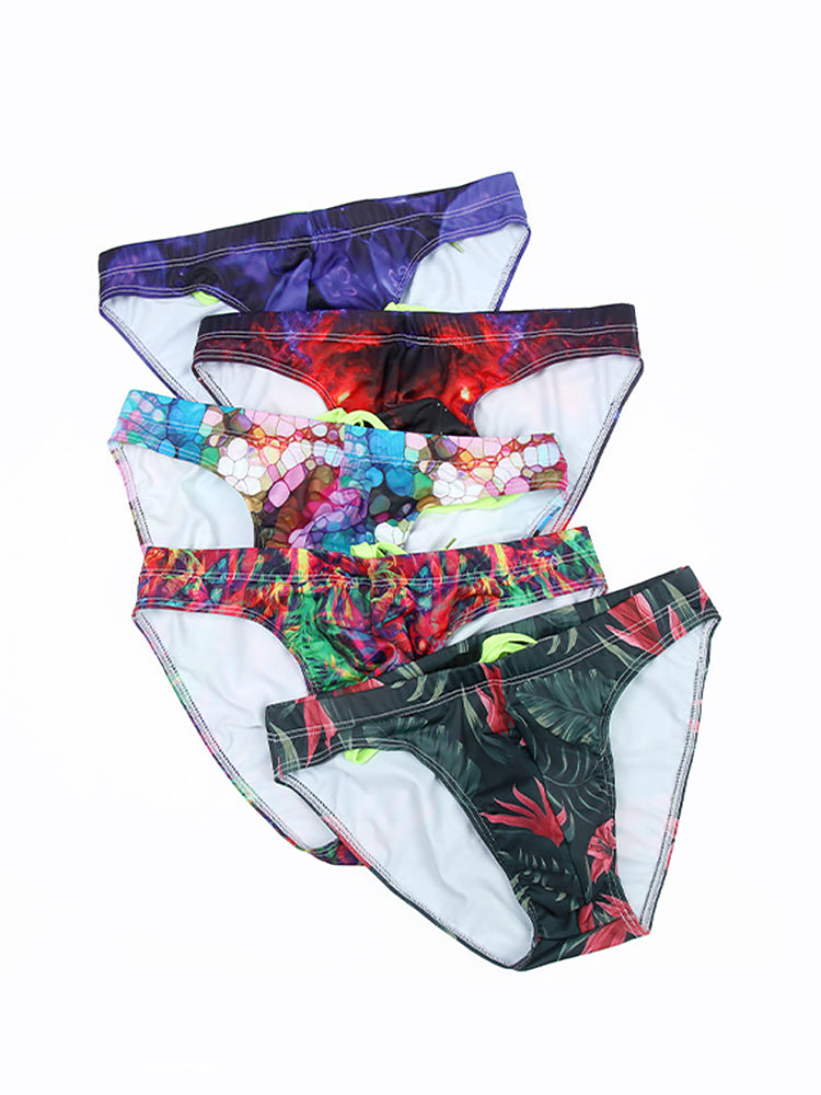 Men's Quick Dry Printed Professional Swimming Briefs