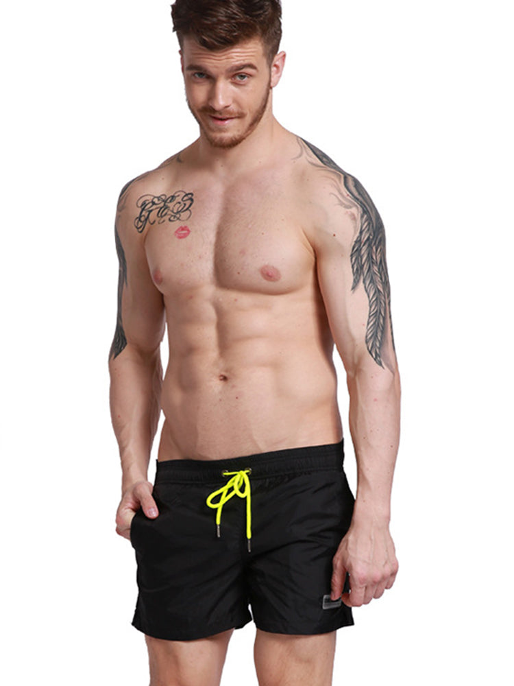 Men’s Neon Drawstring Swim Board Shorts