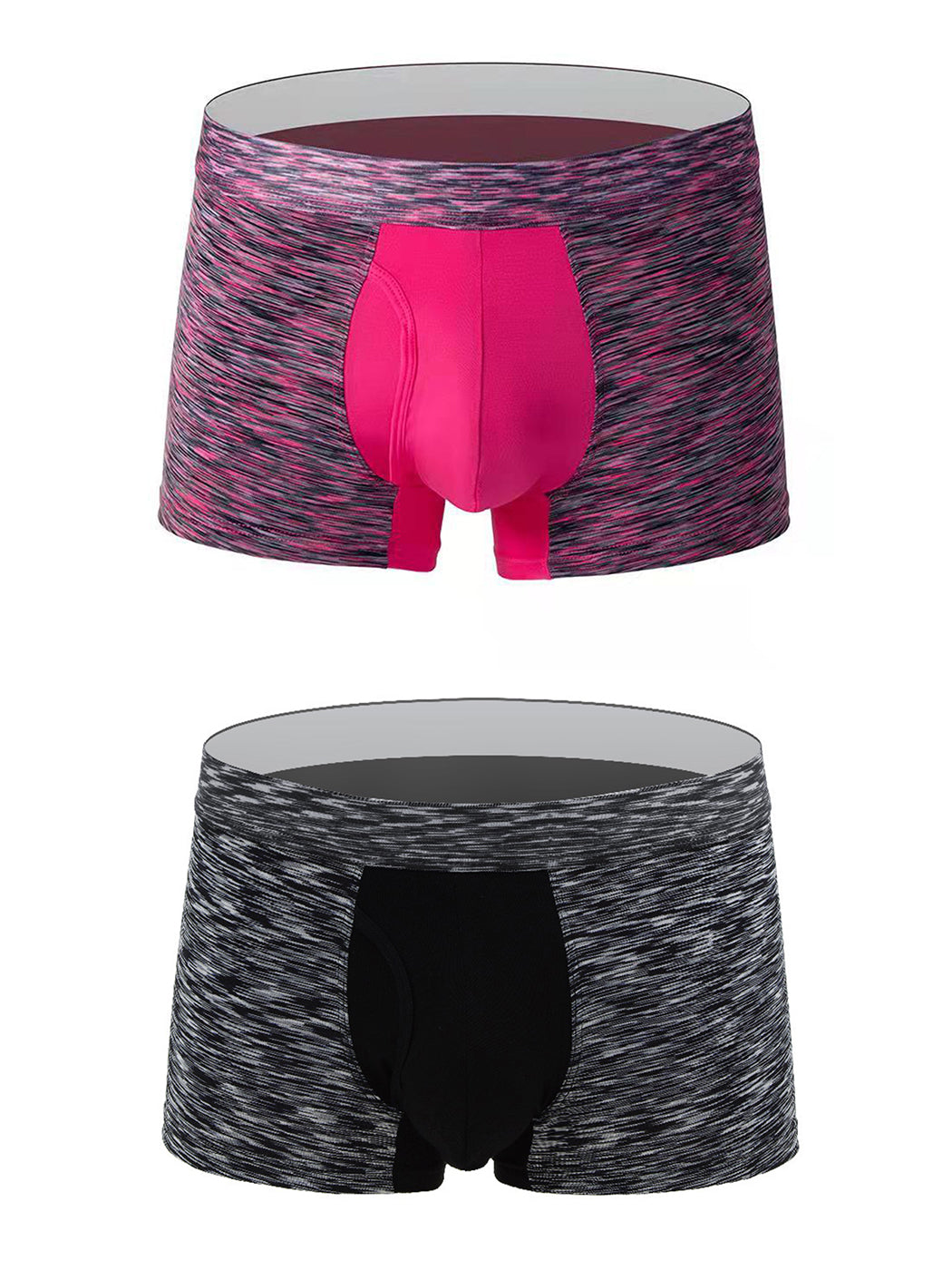 2 Pack Colorful Fabric Men's Underwear With Fly Pouch