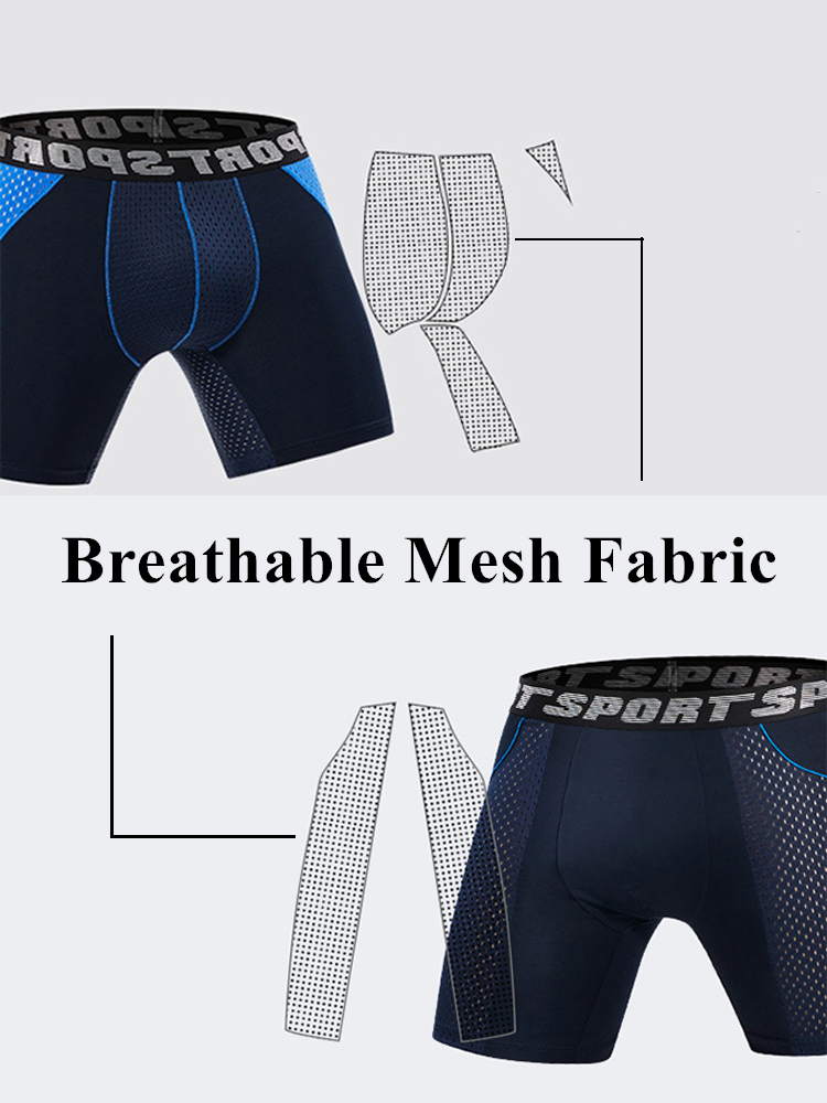 2 Pack Men's Sports Anti-friction Mesh Boxer Briefs