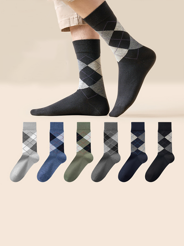 5 Pack Men's Simple Textured Crew Socks