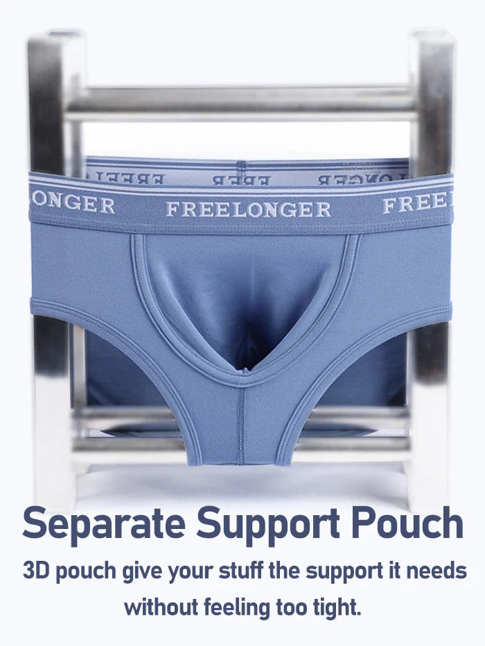 FreeLonger Men's Big Pouch Breathable Seamless Trunks