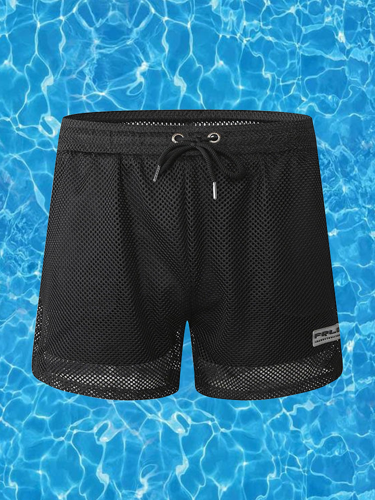 Mens Mesh Loose See Through Swim Shorts