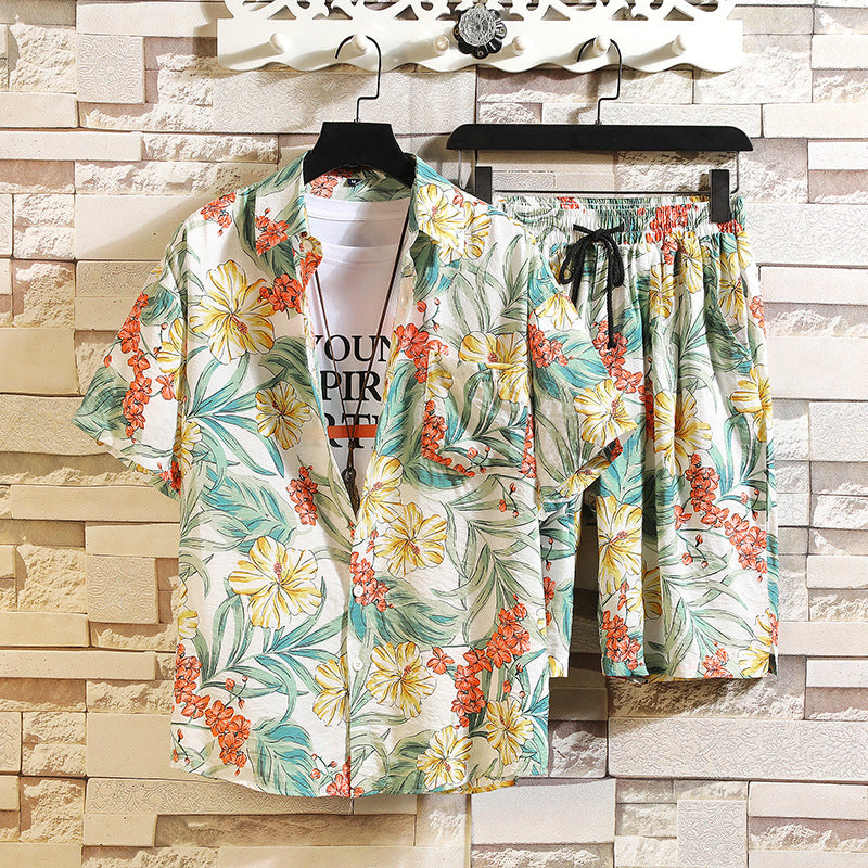 Men's Hawaii Casual Printed Summer Tropical Shirts Suits