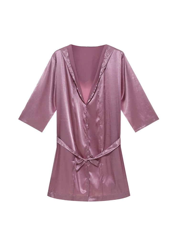 Couple Soft Tie Thin Bathrobe Pajamas