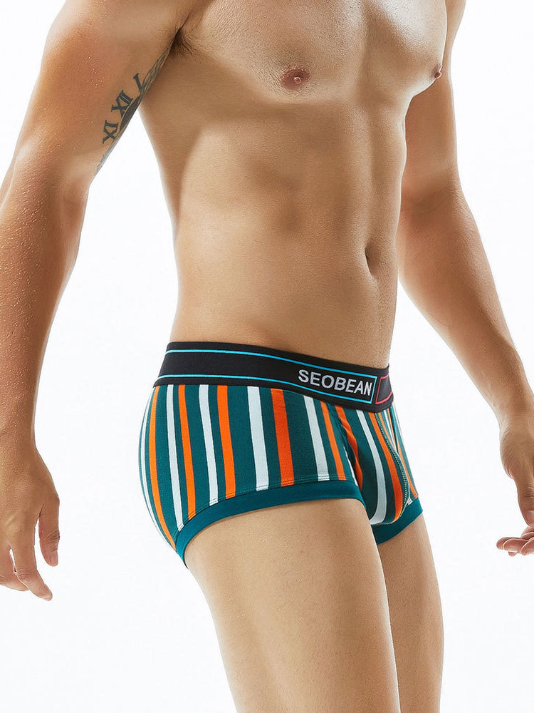 2 Pack Colorful Striped U Convex Pouch Underwear