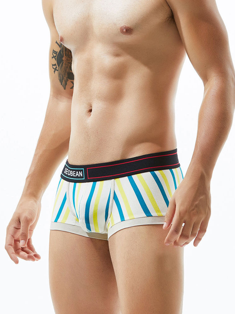 2 Pack Colorful Striped U Convex Pouch Underwear