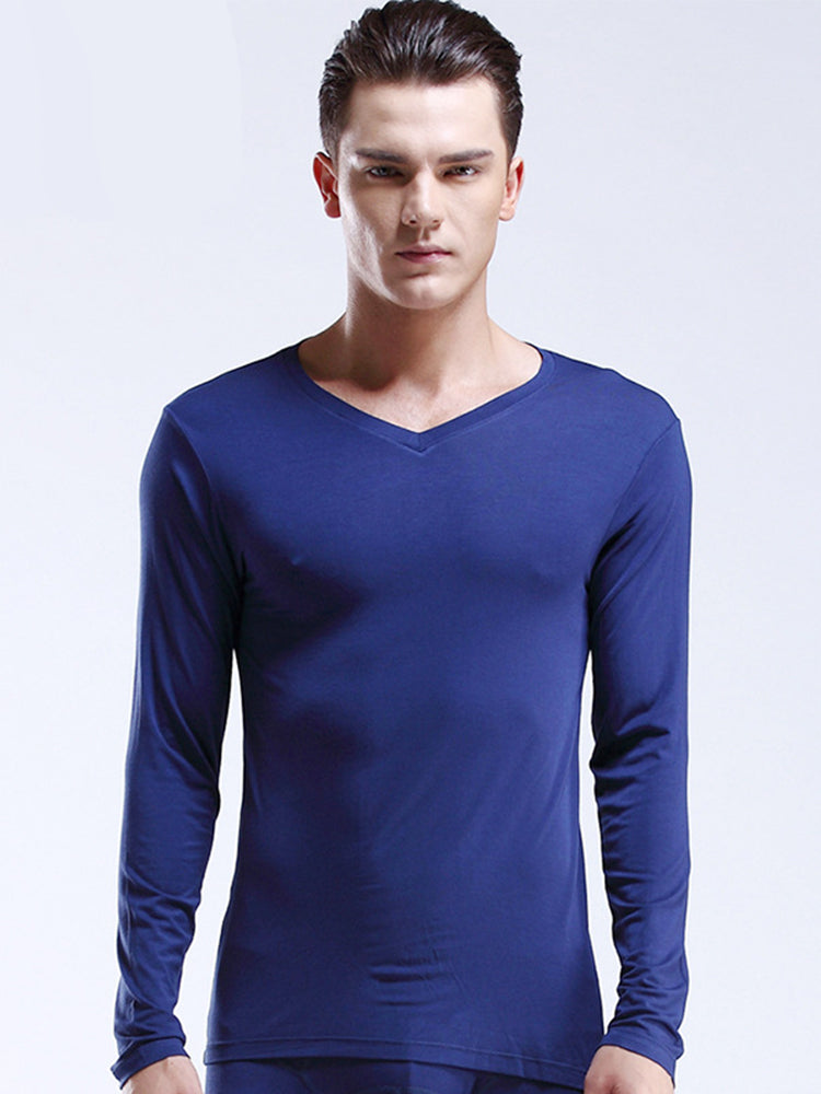 Mens Ultra Soft Low Cut V-Neck Thermal Shirt