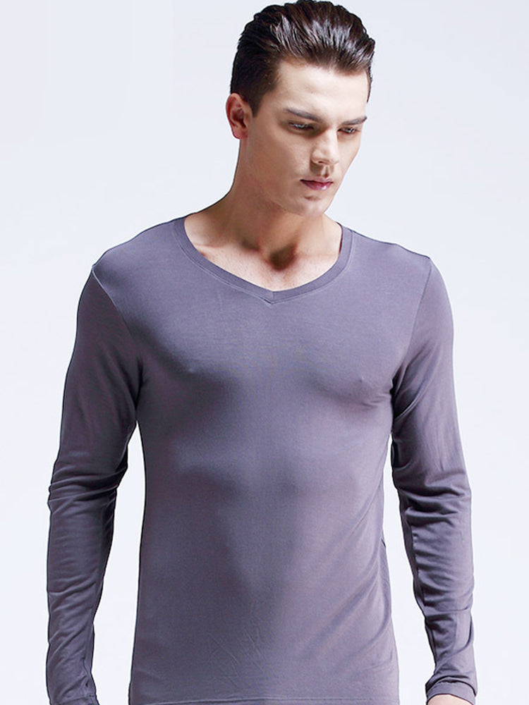 Mens Ultra Soft Low Cut V-Neck Thermal Shirt