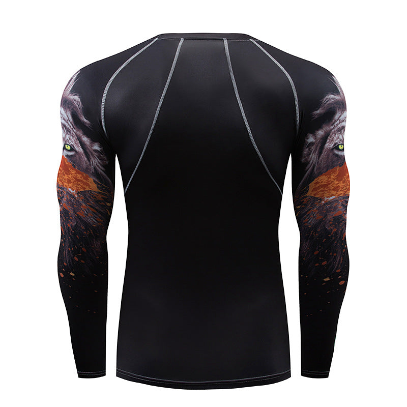 Mens Elastic Sport Training Quick Drying Printing Tops