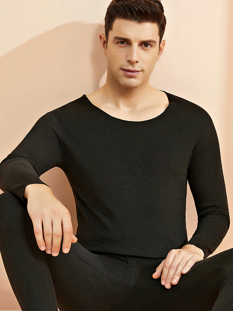 Men's Seamless Splice Thin Design Thermal Set