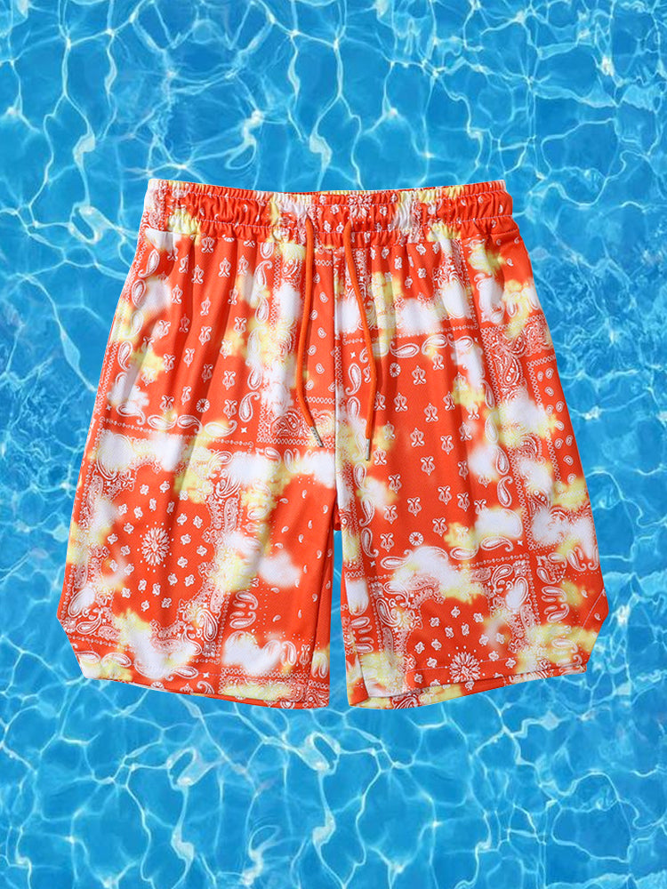 Men's Breathable Print Elastic Waist Beach Shorts