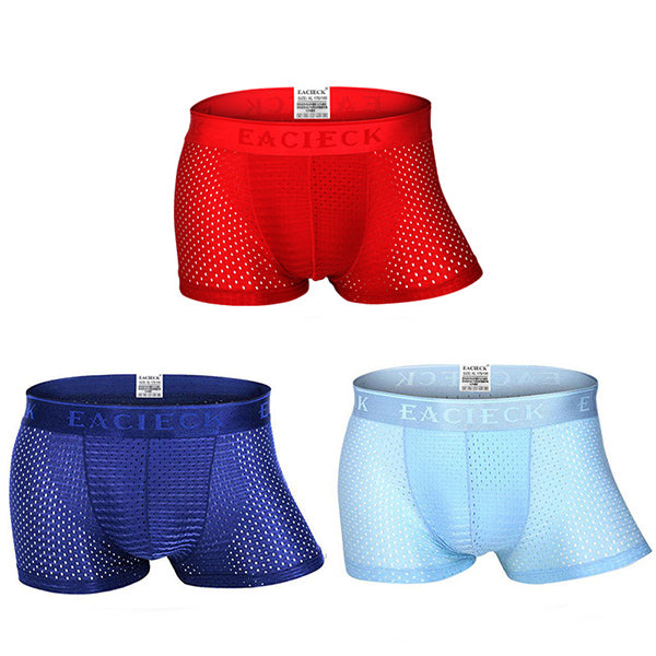 3Pcs Men's Mesh Thin Ice Silk Underwear