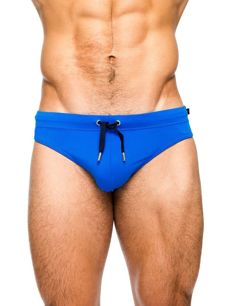 Men's Solid Swimming Briefs Drawstring Bikini