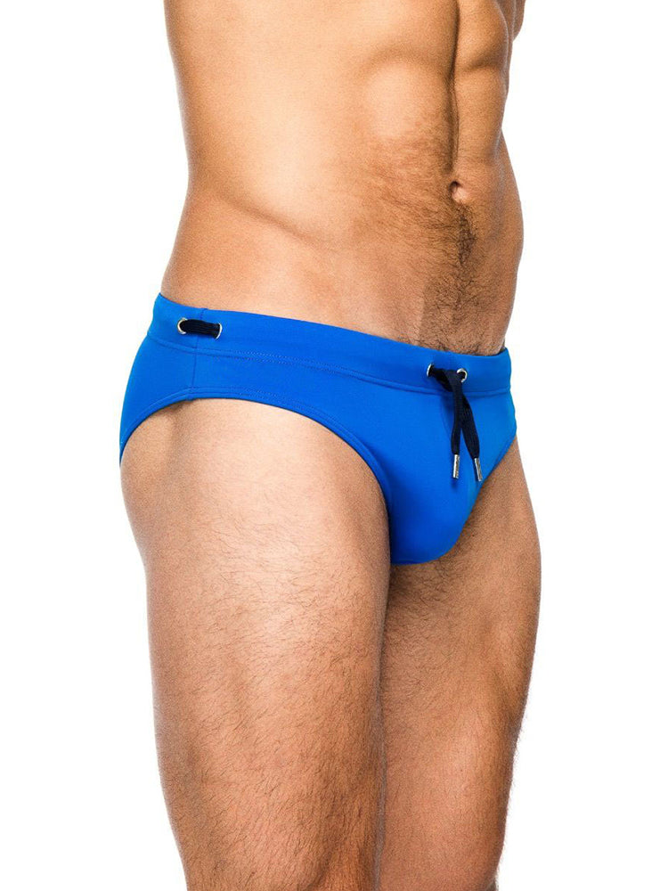 Men's Solid Swimming Briefs Drawstring Bikini