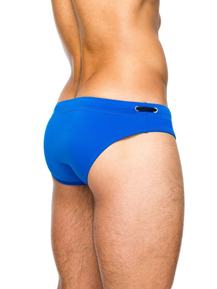 Men's Solid Swimming Briefs Drawstring Bikini