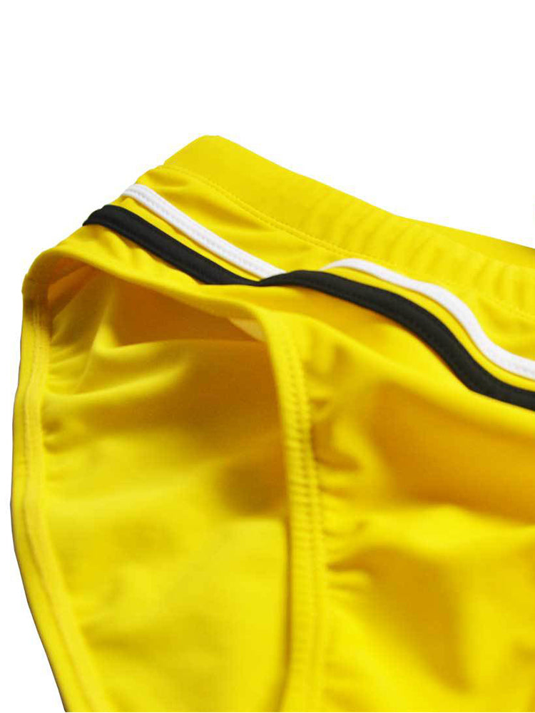 Sports Men's Striped Drawstring Swim Briefs