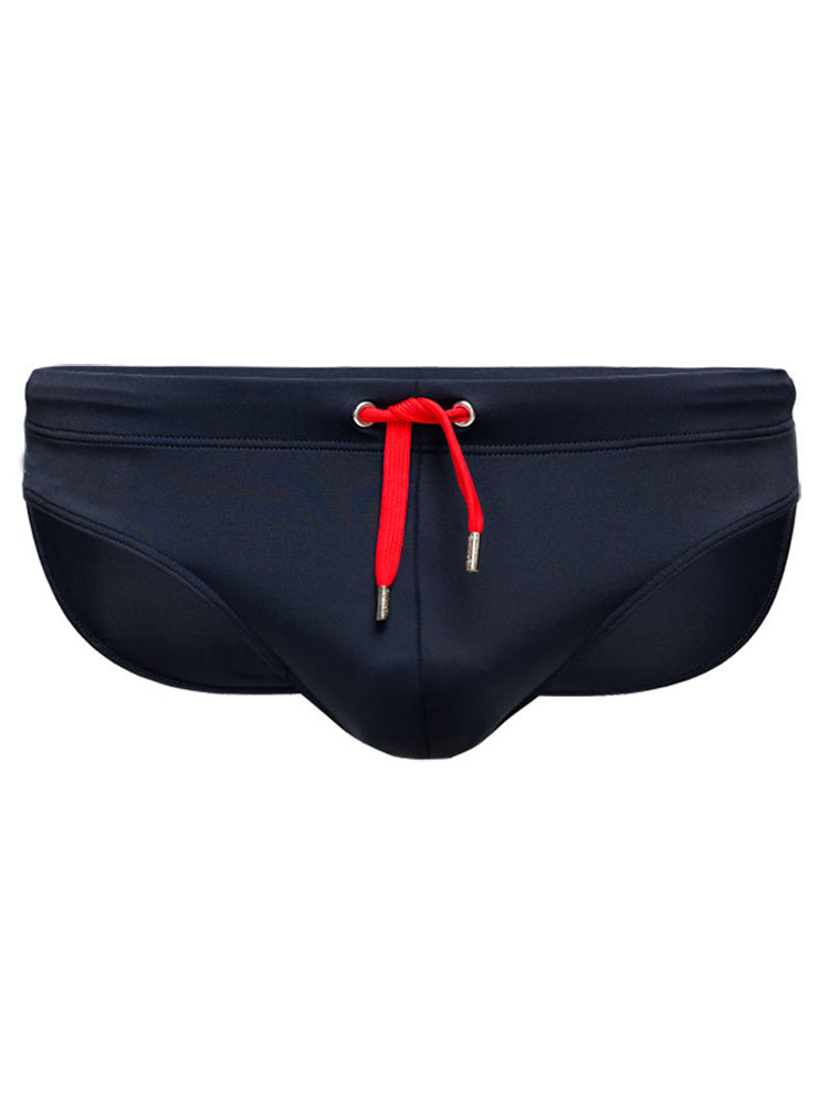 Men's Solid Swimming Briefs Drawstring Bikini