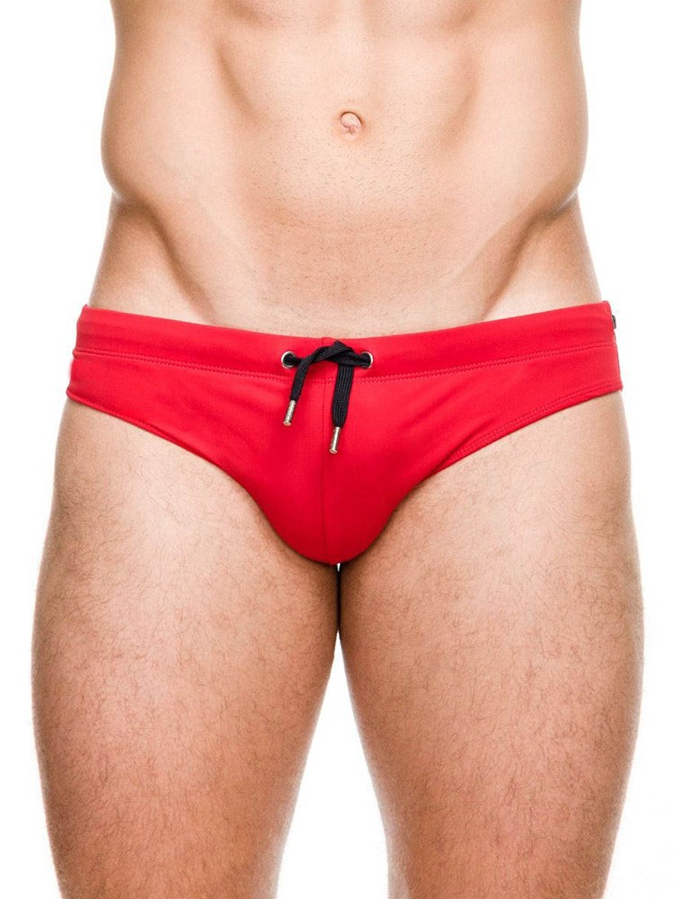 Men's Solid Swimming Briefs Drawstring Bikini