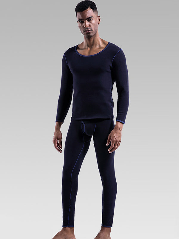 Fleece Lined Men's Thermal Underwear With Support Pouch