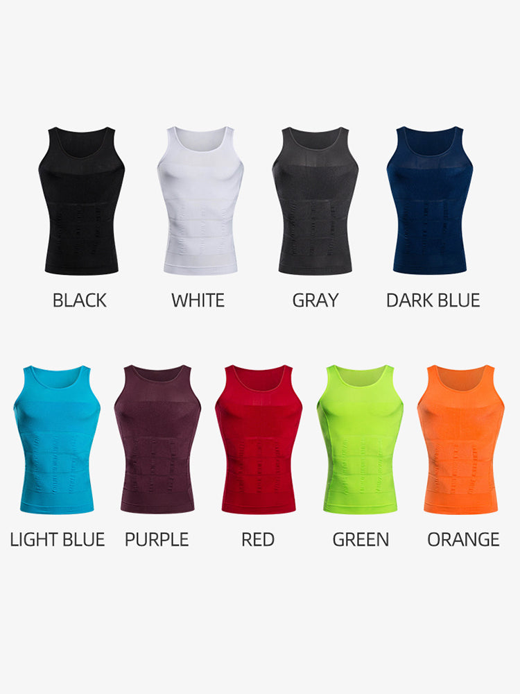 Mens Waist Body Shaper Vest T-Shirt Tank Tops