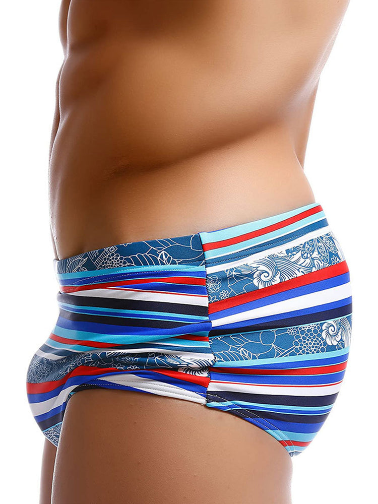 Men's Striped Trunk Square Leg Swimsuit
