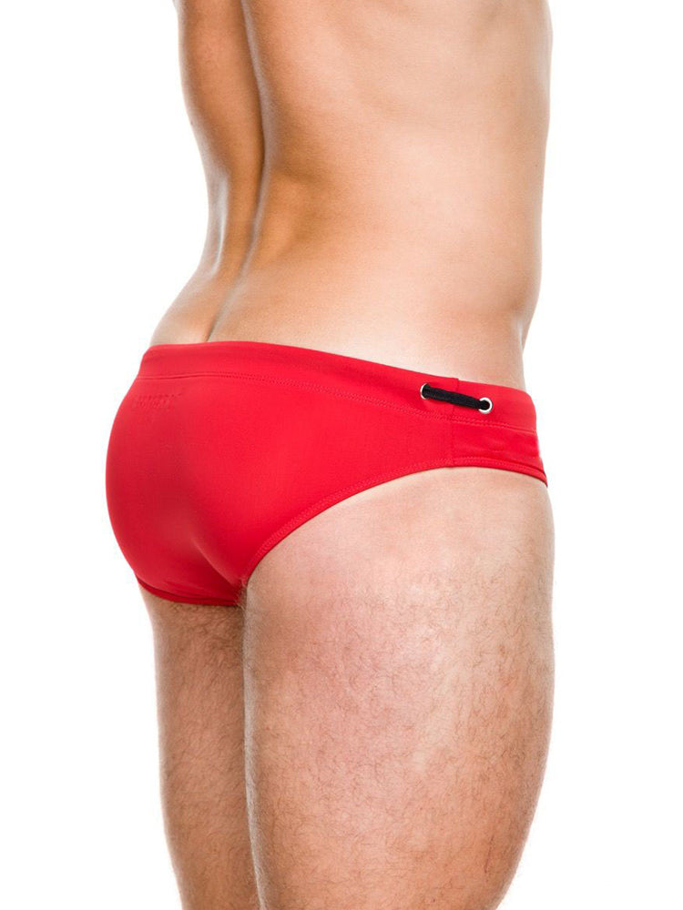 Men's Solid Swimming Briefs Drawstring Bikini
