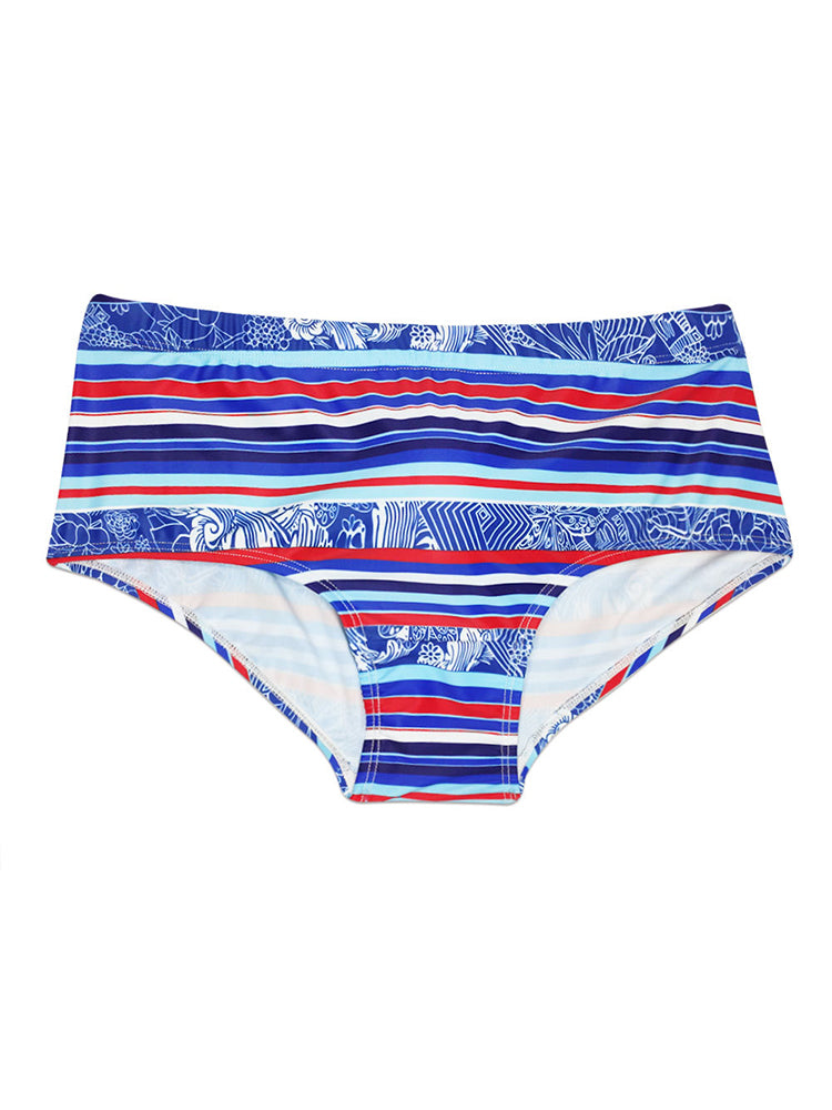 Men's Striped Trunk Square Leg Swimsuit