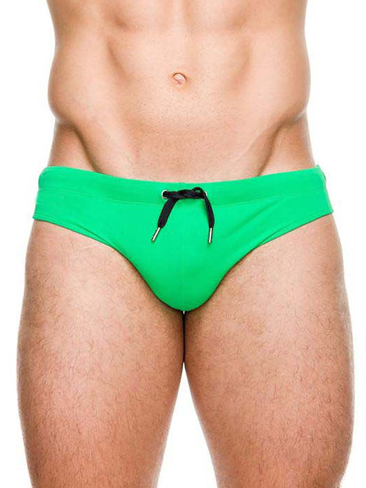 Men's Solid Swimming Briefs Drawstring Bikini