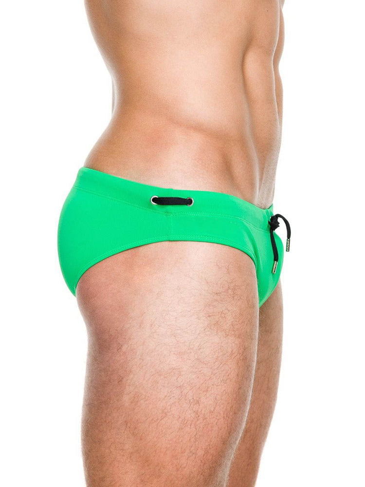 Men's Solid Swimming Briefs Drawstring Bikini