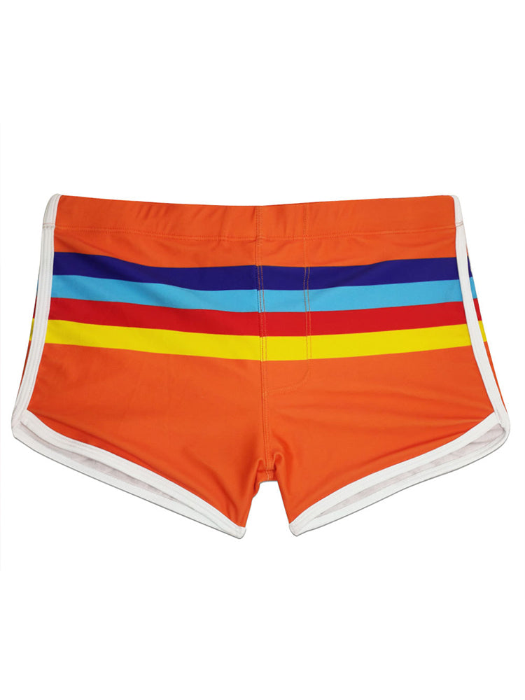 Men's Rainbow Striped Swimming Trunks
