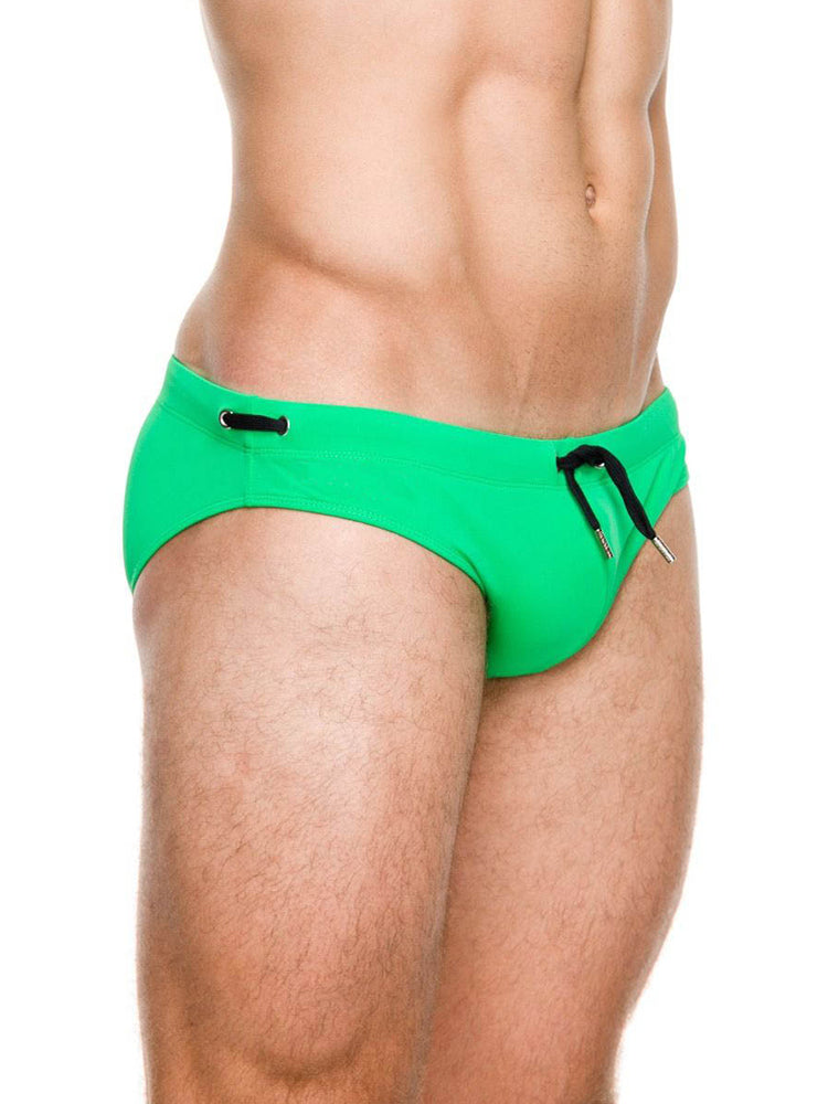 Men's Solid Swimming Briefs Drawstring Bikini