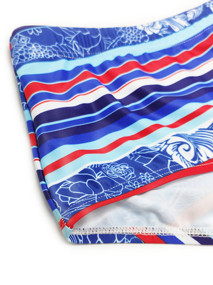 Men's Striped Trunk Square Leg Swimsuit