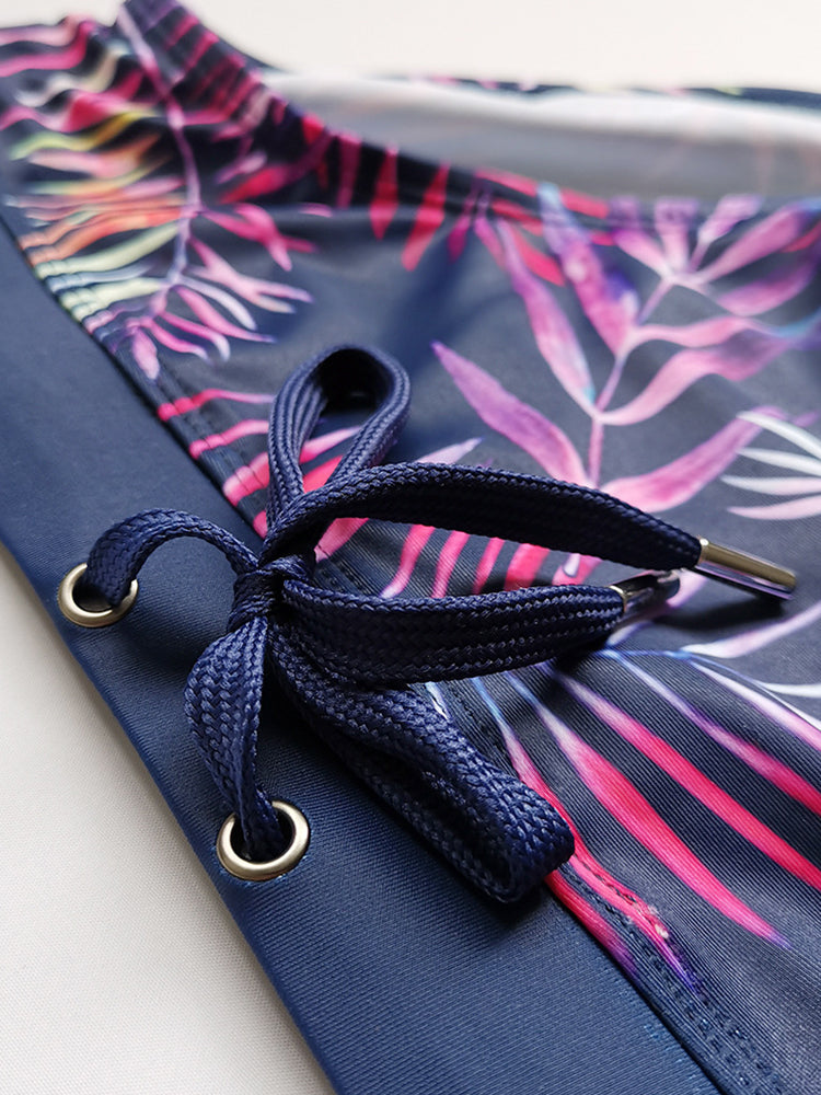 Gradient Leaf Print Men's Swimsuit Briefs