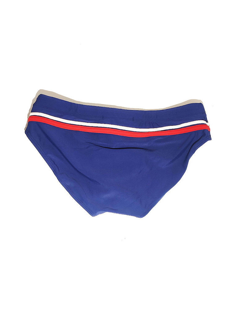 Sports Men's Striped Drawstring Swim Briefs