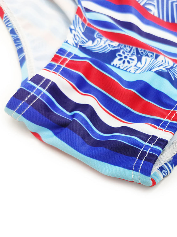 Men's Striped Trunk Square Leg Swimsuit