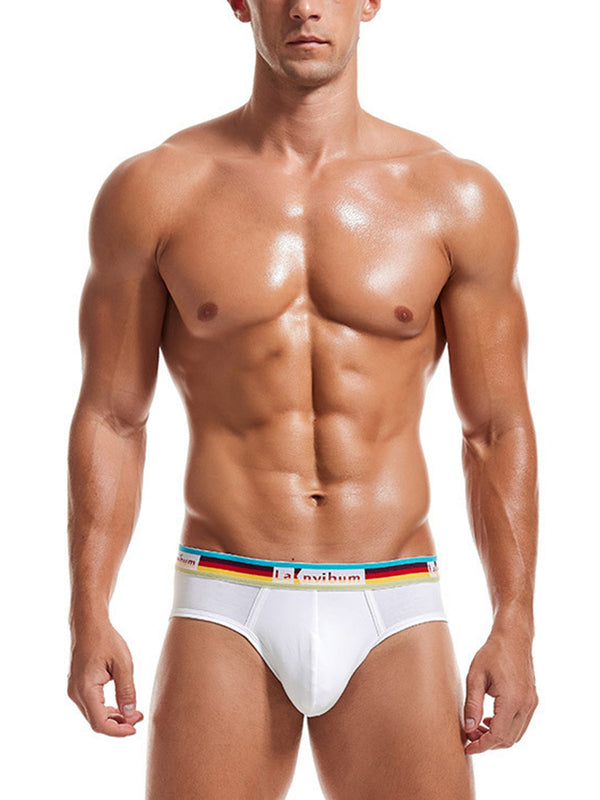 2 Pack Men's Rainbow Waistband Big Pouch Briefs