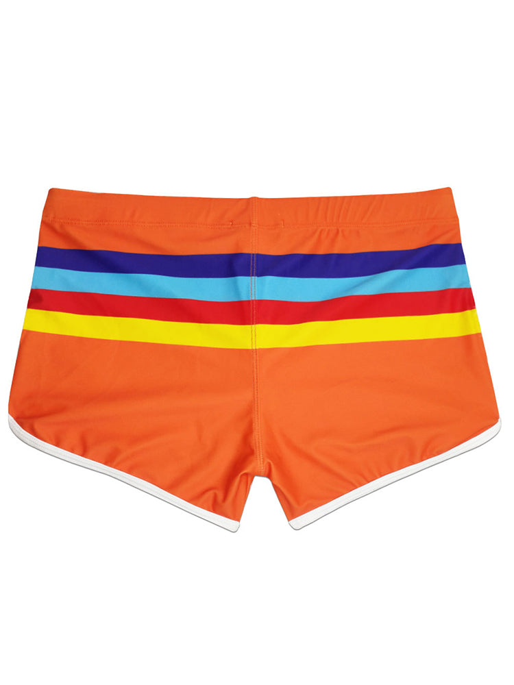 Men's Rainbow Striped Swimming Trunks