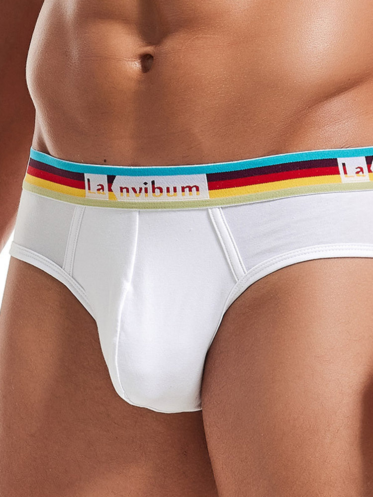 2 Pack Men's Rainbow Waistband Big Pouch Briefs