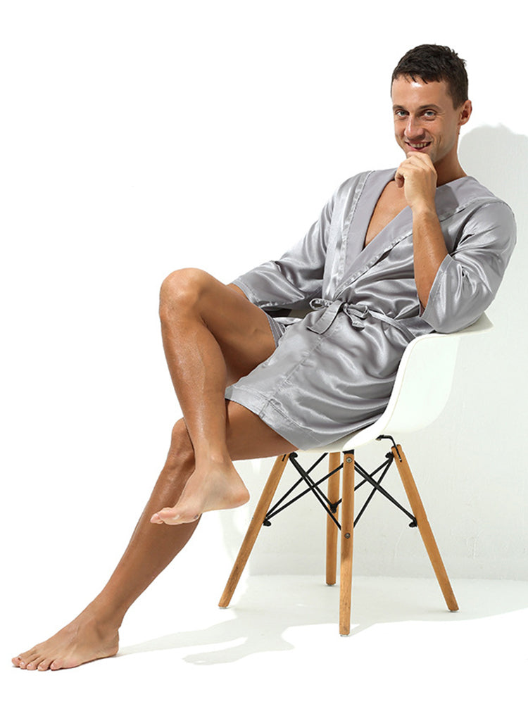 Couple Soft Tie Thin Bathrobe Pajamas