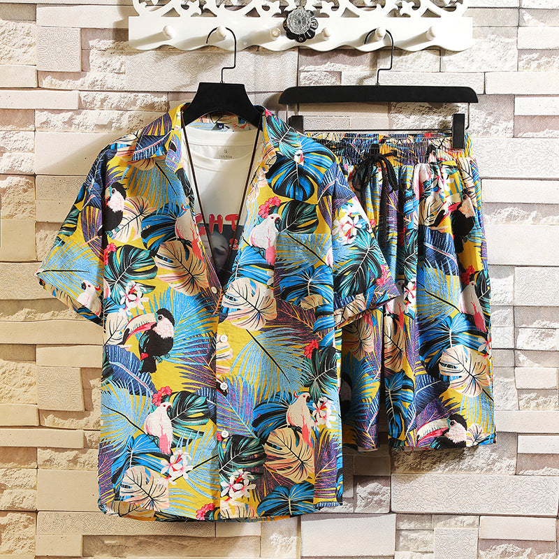Men's Hawaii Casual Printed Summer Tropical Shirts Suits
