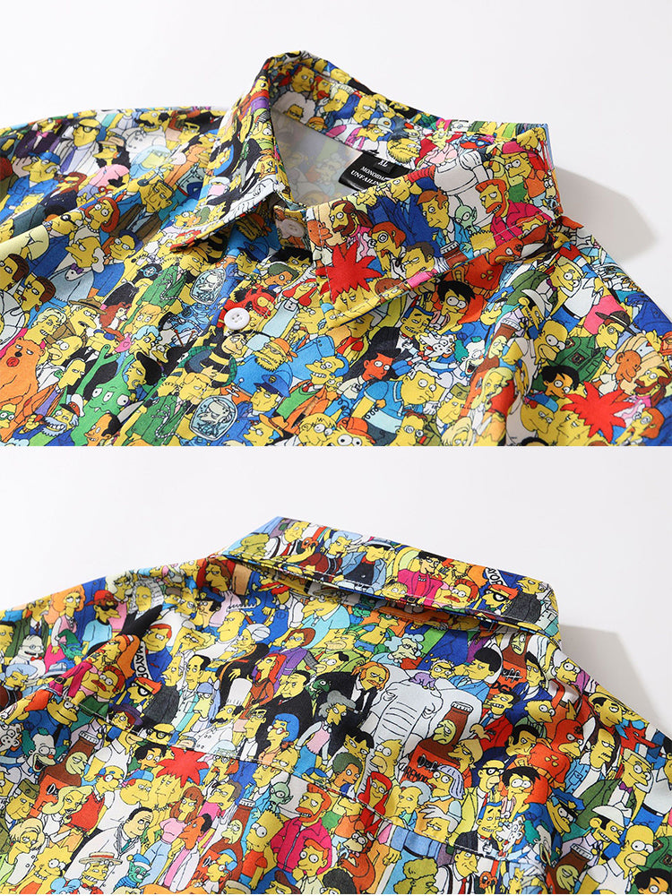 Mens Funny Cartoon Print Light Casual Shirts