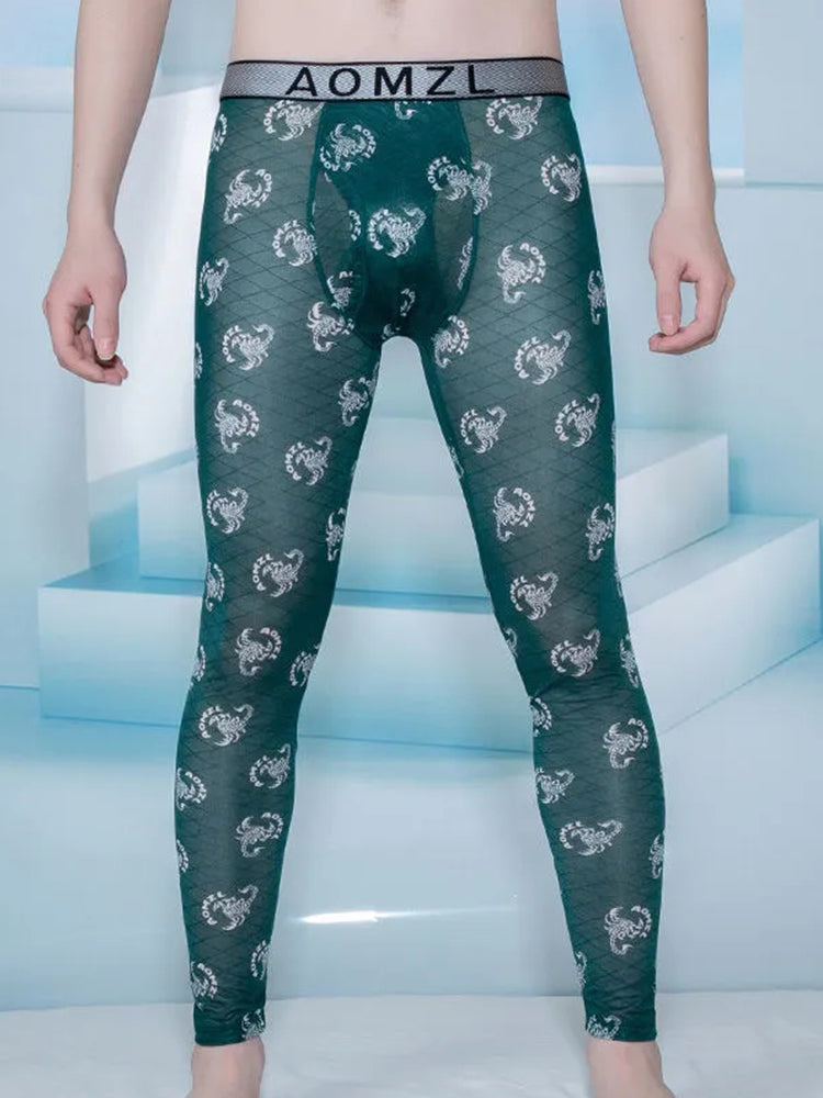Men’s Ultra-thin Ice Silk Long Johns Sexy Pants
