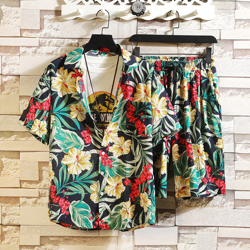 Men's Hawaii Casual Printed Summer Tropical Shirts Suits