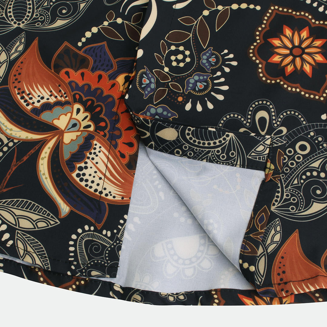 Mens Ethnic Style Flower Printed Shirts