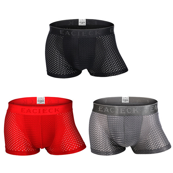 3Pcs Men's Mesh Thin Ice Silk Underwear