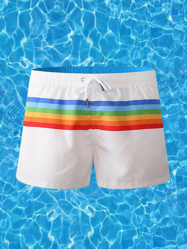 Men Colorblock Stripe Shorts Drawstring Shorts