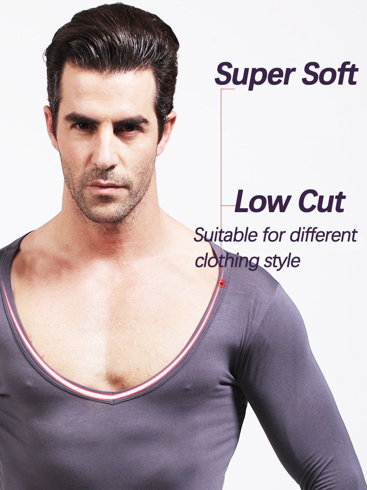 Mens Ultra Soft Low Cut V-Neck Thermal Shirt