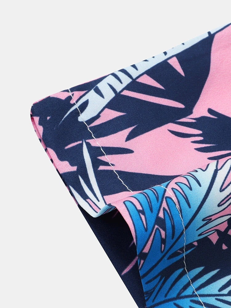 Mens Coconut Tree Print Hawaii Holiday Shirts