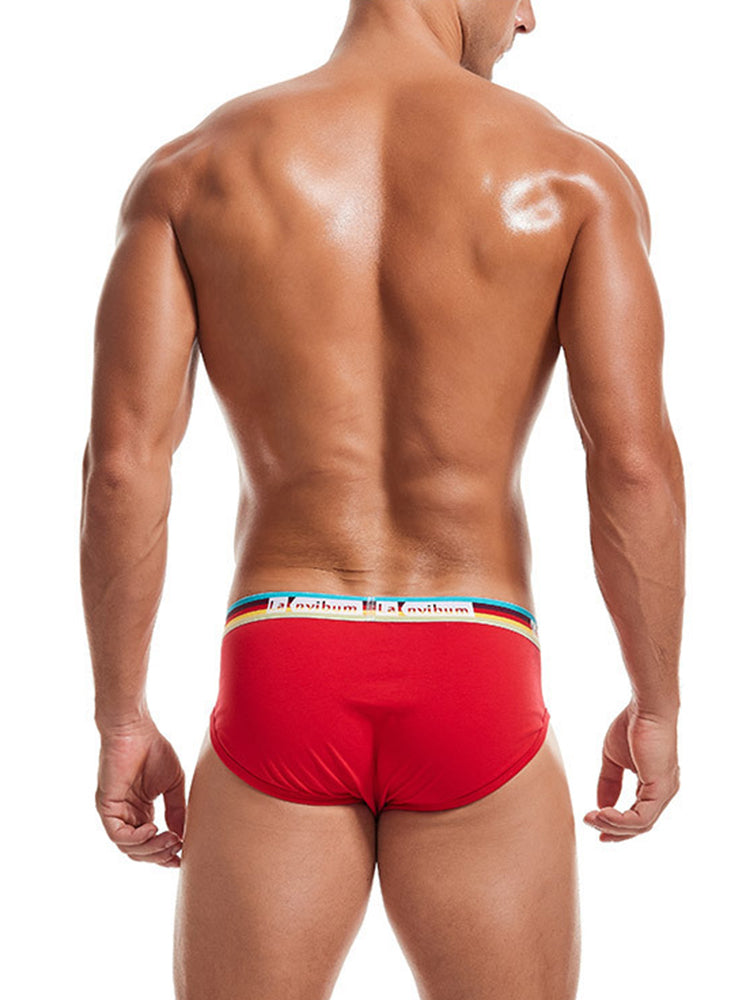 2 Pack Men's Rainbow Waistband Big Pouch Briefs